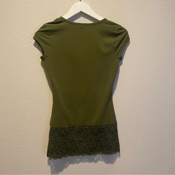 Vintage Y2K Anchor Blue Top Size medium lace layering scoop neck olive green - Picture 7 of 7